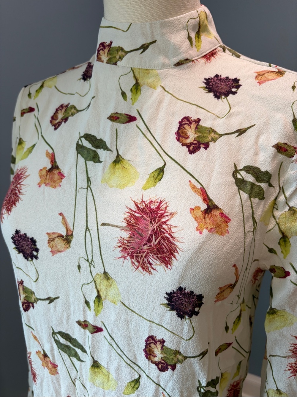 & Other Stories Los Angeles Atelier Floral Mock Neck Open Back Mini Dress US 6 - Picture 5 of 9